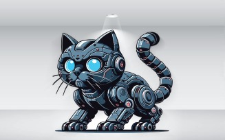 Megatronic Robot Cat Illustration Template Vector