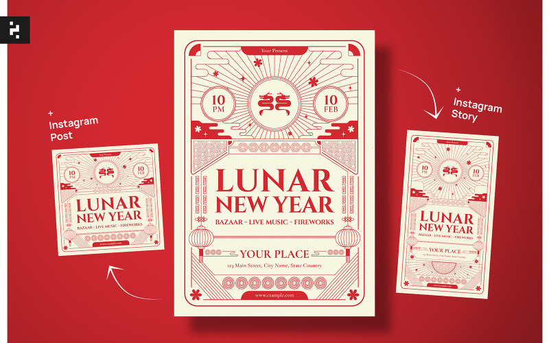 Chinese Lunar New Year Flyer Template Corporate Identity