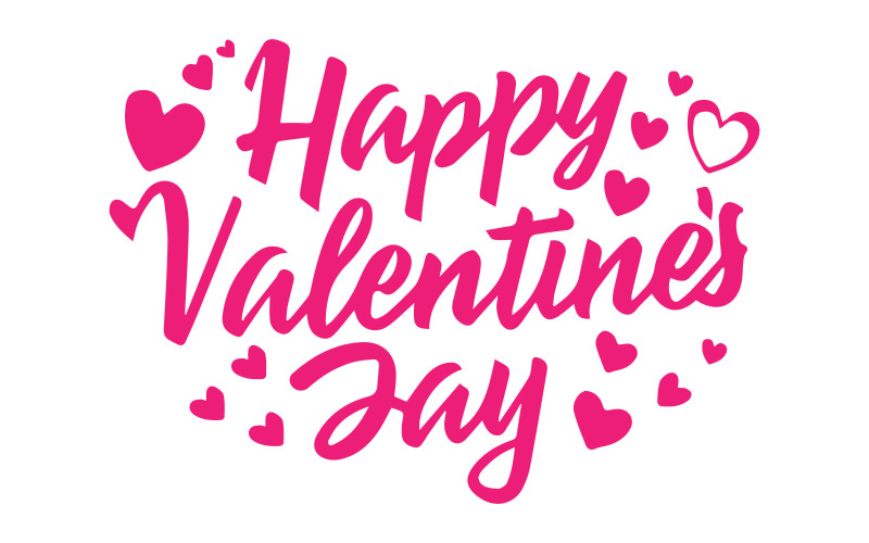 Happy Valentines Day Pink color typography poster with handwritten calligraphy text - Free Vector Graphic