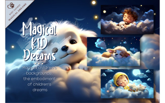 Magic kid dreams. Nursery Wallpaper.