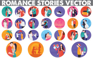 Collection Romance Stories Flat clipart Love, Romance, Relationship, Valentine's Day,