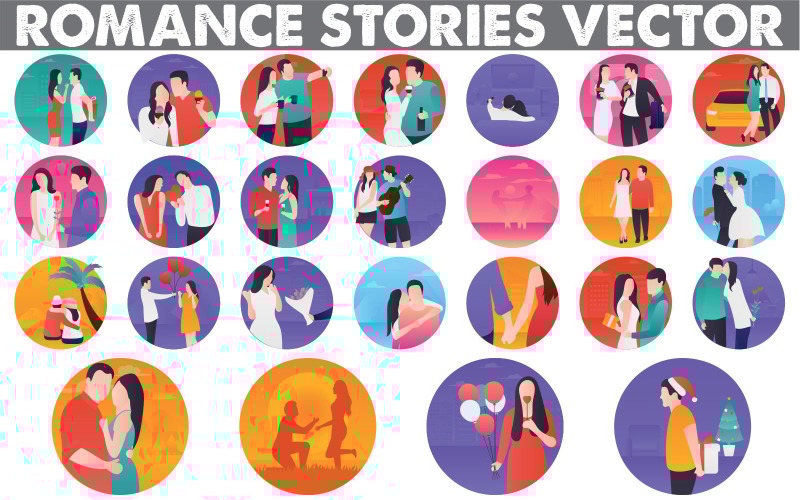 Collection Romance Stories Flat clipart Love, Romance, Relationship, Valentine's Day, T-shirt