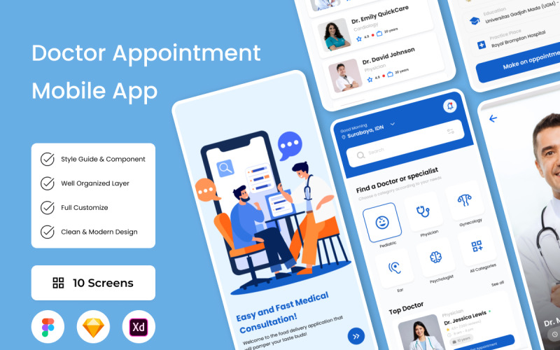 ConsultaDoc - Doctor Appointment Mobile App UI Element