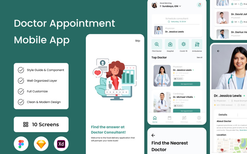 HealthCare - Doctor Appointment Mobile App UI Element