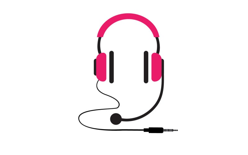Headphone music podcast logo vector v48 Logo Template