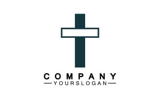 Christian cross icon logo vector v1