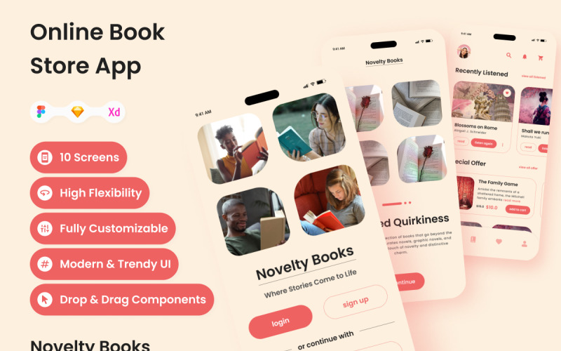 Novelty Books - Online Book Store Mobile App UI Element