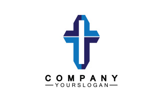 Christian cross icon logo vector v17
