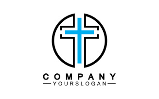 Christian cross icon logo vector v18