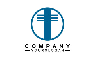 Christian cross icon logo vector v20