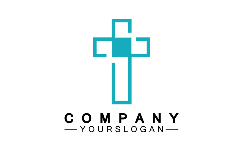 Christian cross icon logo vector v21 Logo Template