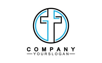 Christian cross icon logo vector v22