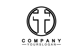 Christian cross icon logo vector v24