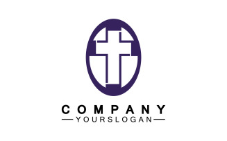 Christian cross icon logo vector v25
