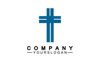 Christian cross icon logo vector v26