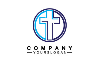 Christian cross icon logo vector v29