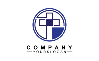Christian cross icon logo vector v38
