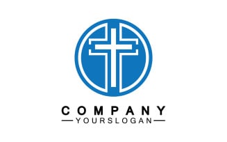 Christian cross icon logo vector v39