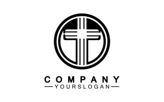Christian cross icon logo vector v40