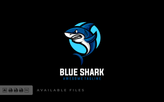 Blue Shark Simple Mascot Logo 2