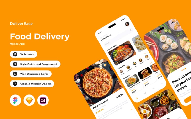 DeliverEase - Food Delivery Mobile App UI Element