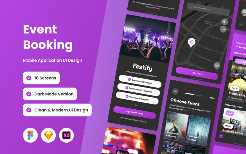 Festify - Event Booking Mobile App UI Element