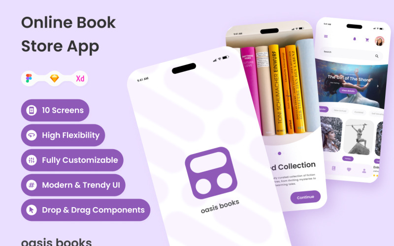 Oasis Books - Online Book Store Mobile App UI Element