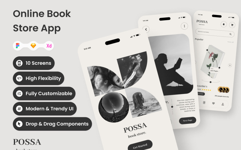 Possa - Online Book Store Mobile App UI Element