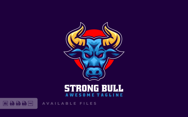 Strong Bull Simple Mascot Logo 1 Logo Template