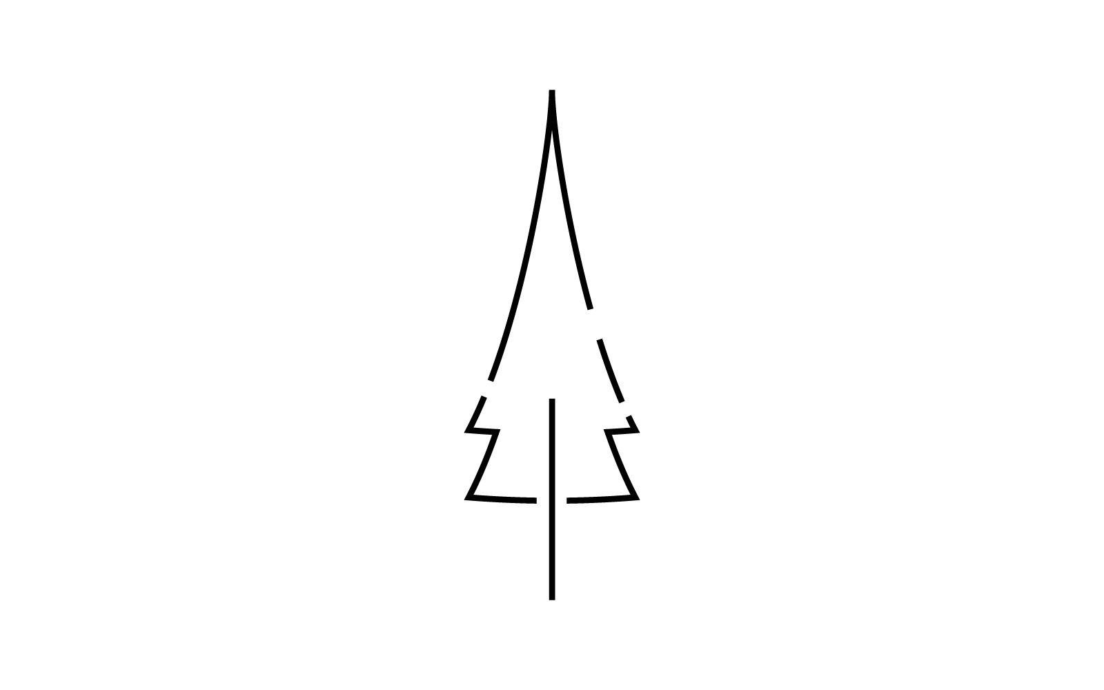 Borovice strom linie logo ikonu vektor plochý design