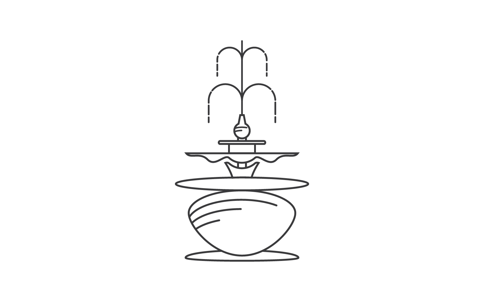City fountain line icon vector logo illustration flat design