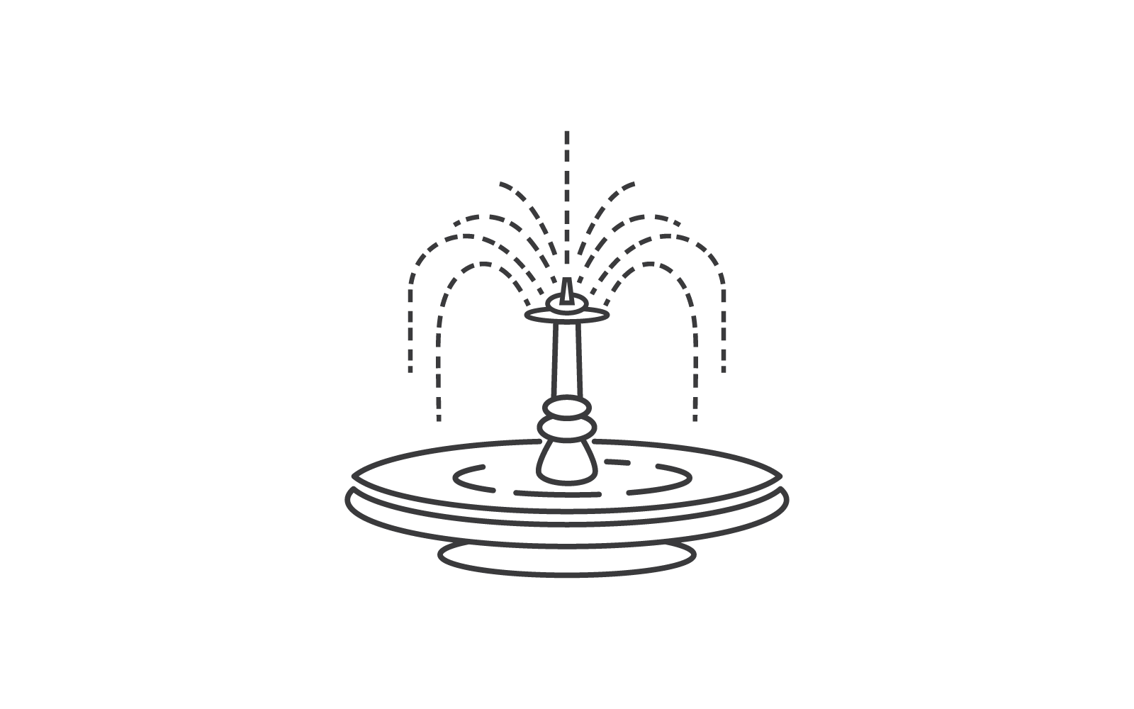 City fountain line illustration icon vector flat design