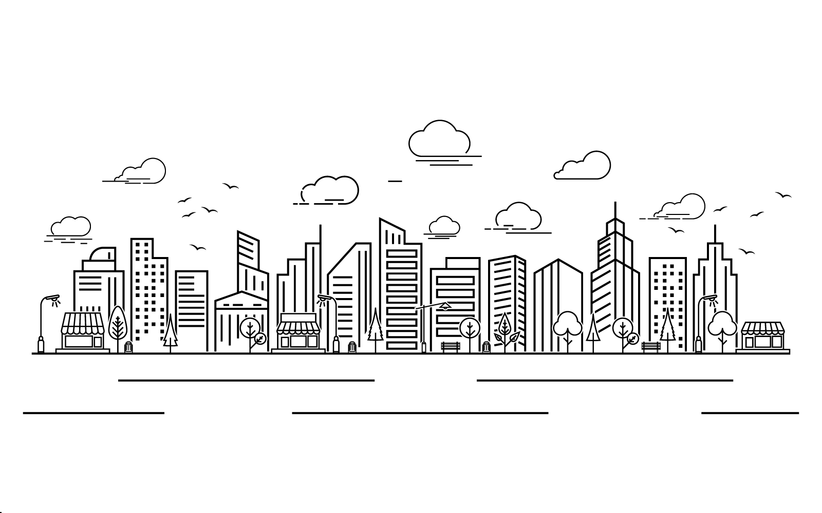 City skyline, city silhouette vector illustration in flat design template