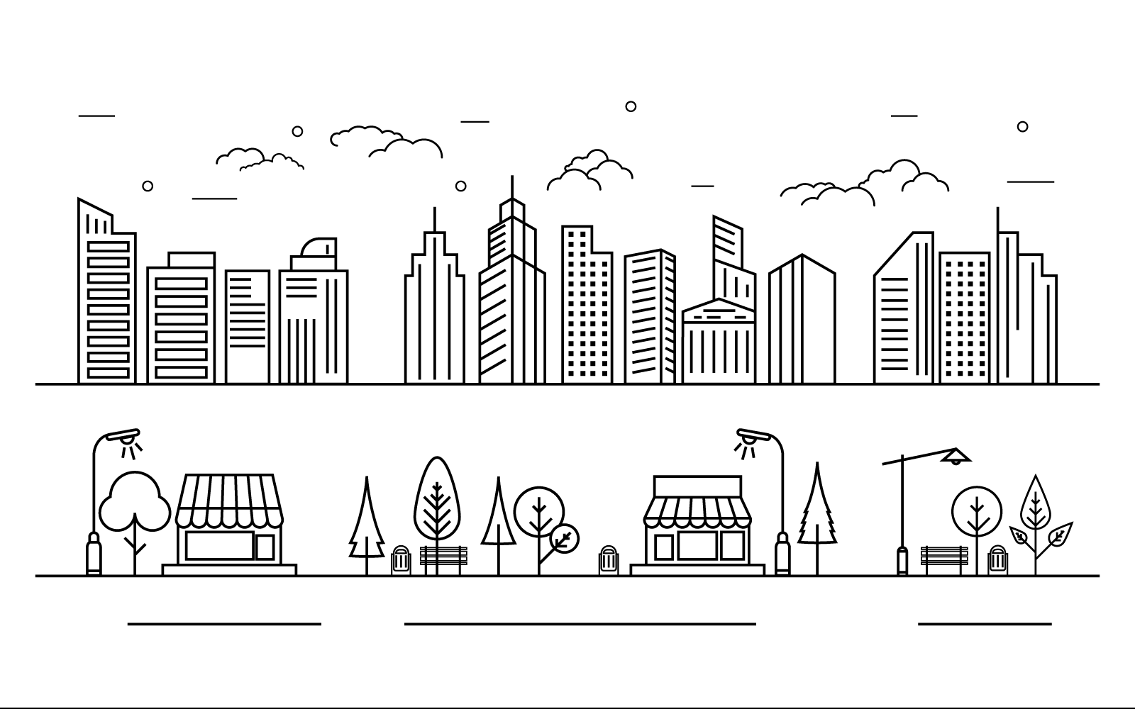 City skyline, city silhouette vector illustration in flat design Logo Template