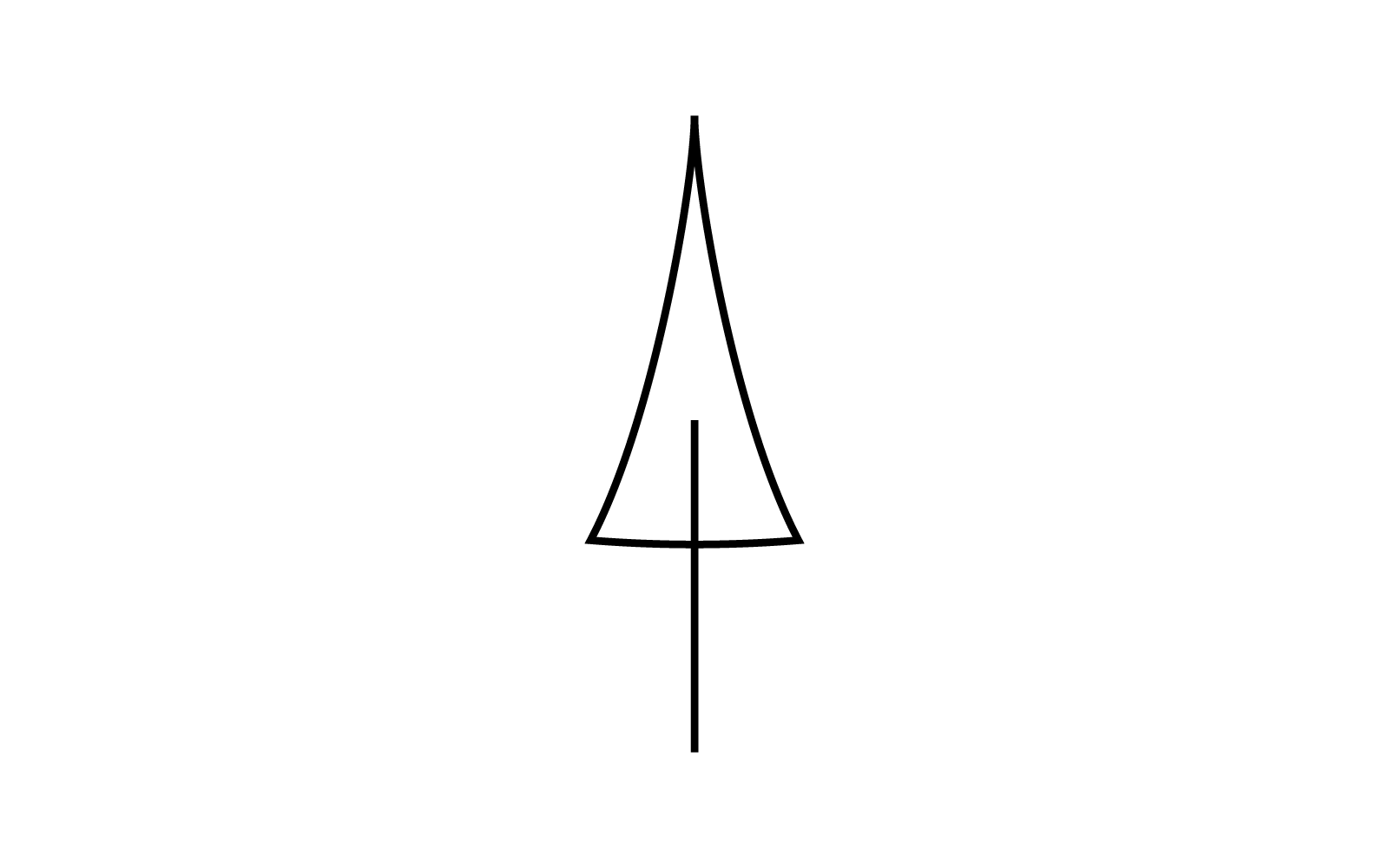Diseño plano de vector de icono de línea de árbol de pino