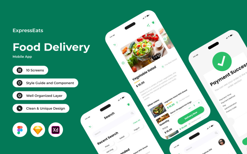 ExpressEats - Food Delivery Mobile App UI Element