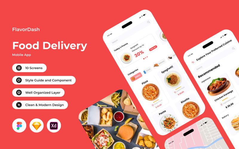 FlavorDash - Food Delivery Mobile App UI Element