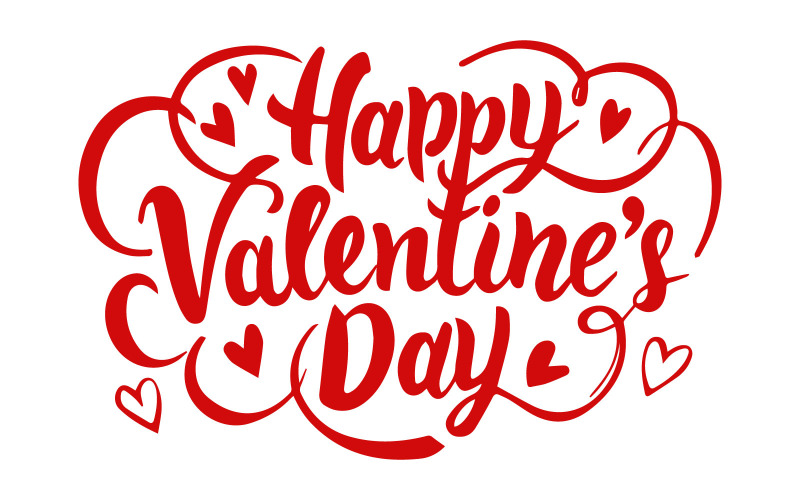 Hand drawn elegant modern lettering of Happy Valentine's Day red hearts on white background Free Vector Graphic