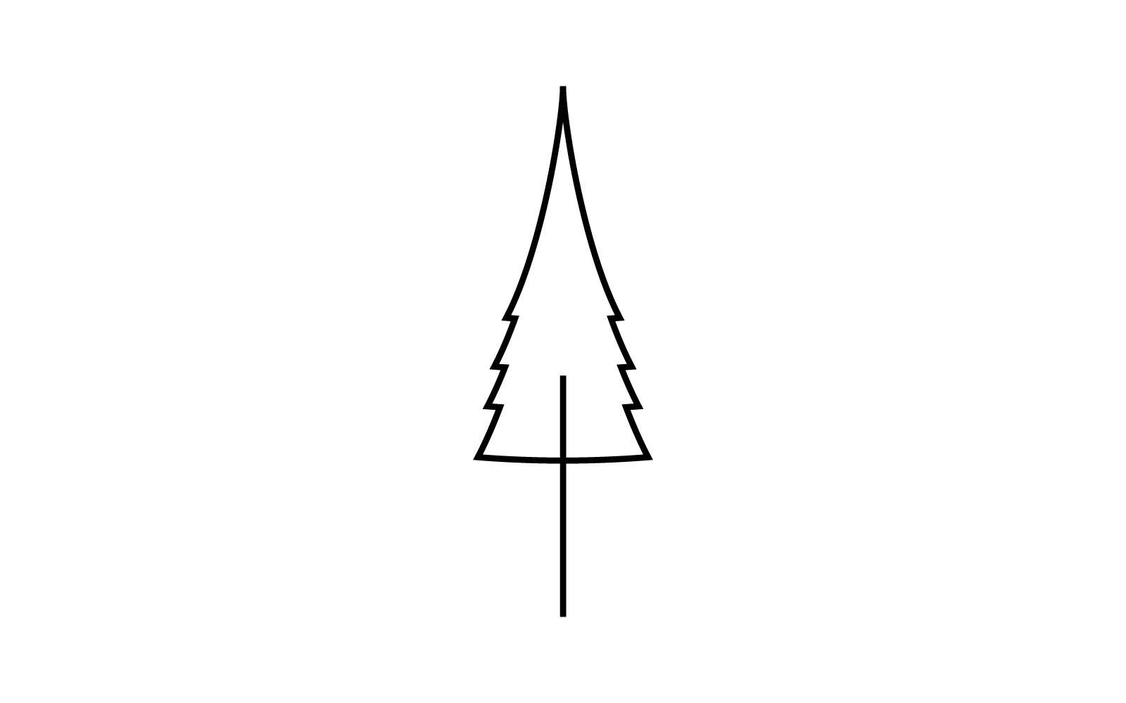 Linha de pinheiro ícone vetor logotipo design plano