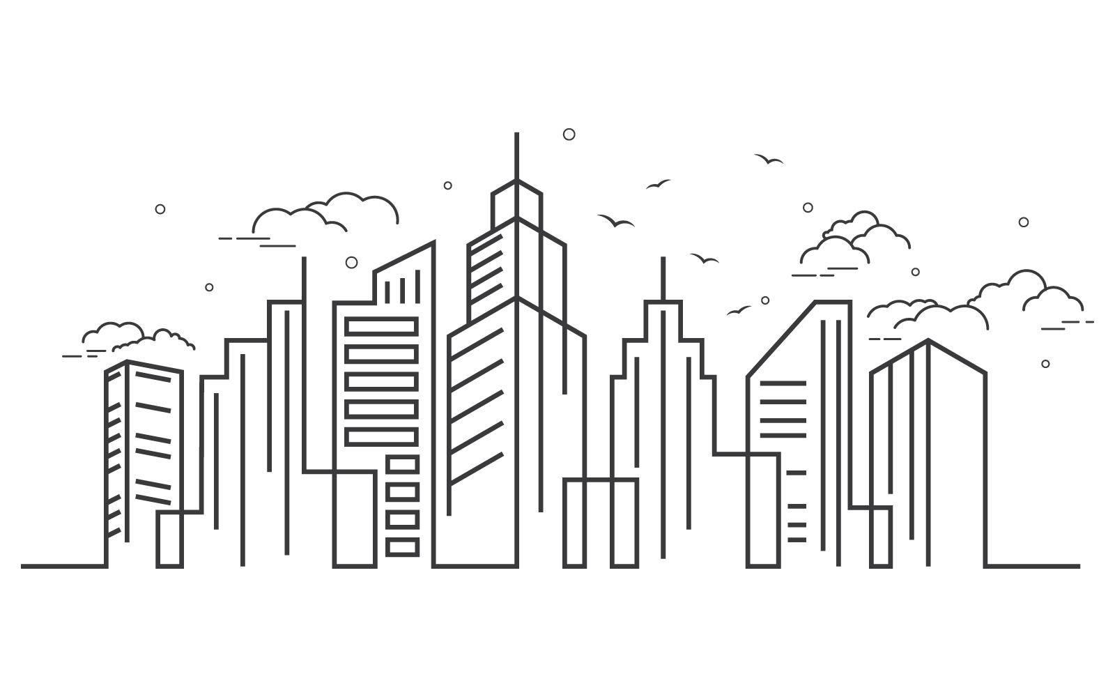 Skyline van de stad, stad silhouet vectorillustratie