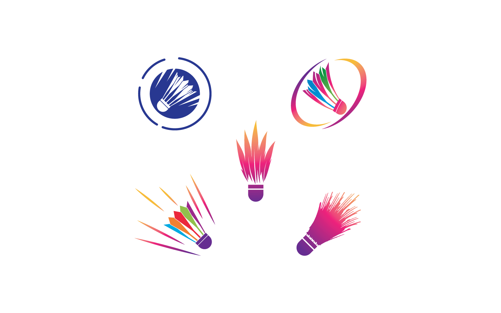 Suttle cock badminton illustration vector flat design Logo Template