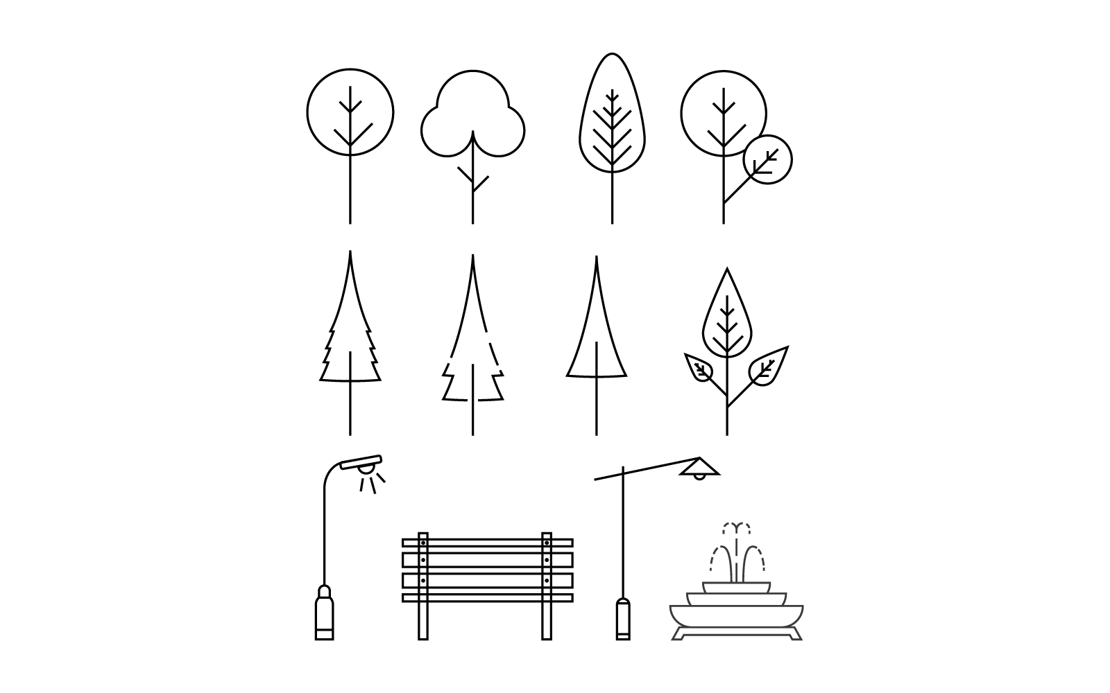 Tree line logo icon vector flat design