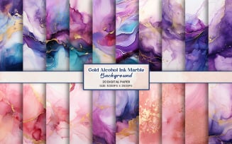 Abstract watercolor marble alcohol ink texture and pastel gold glitter marble background