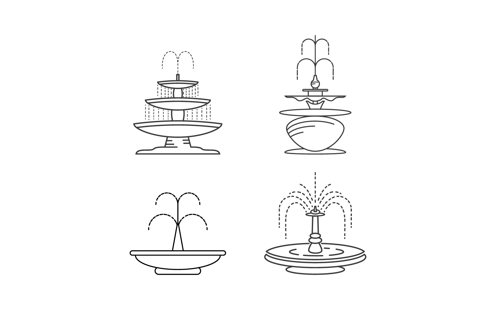 City fountain line logo illustration flat design