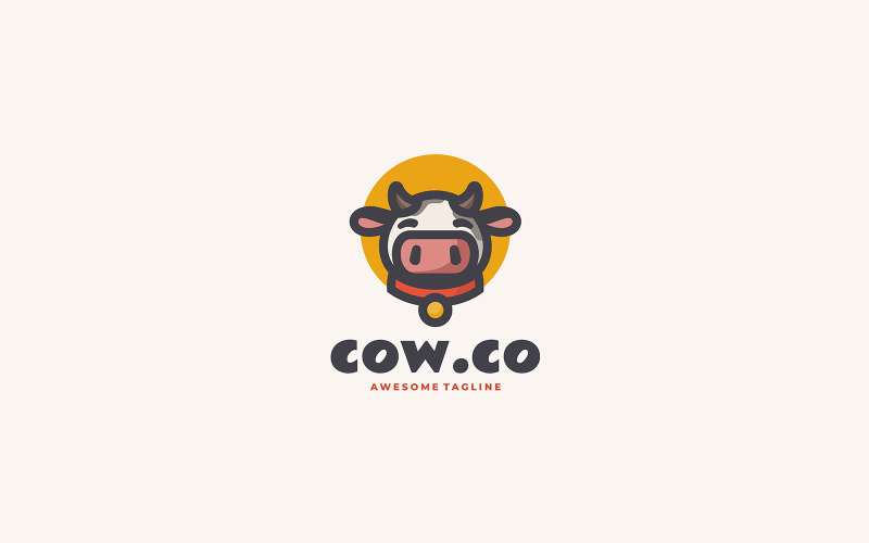 Cow Simple Mascot Logo Style Logo Template