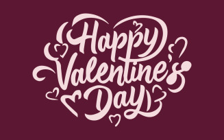 Happy Valentine's Day hand lettering vector type illustration, Free Romantic quote