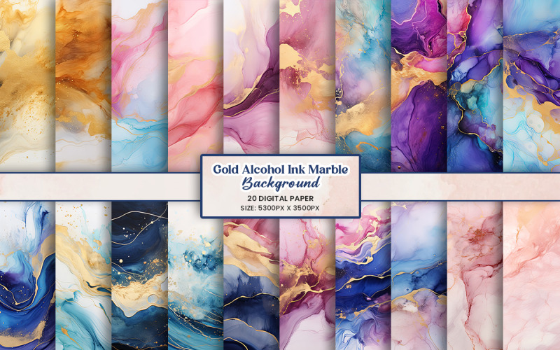 Marble alcohol ink painting gold glitter Background