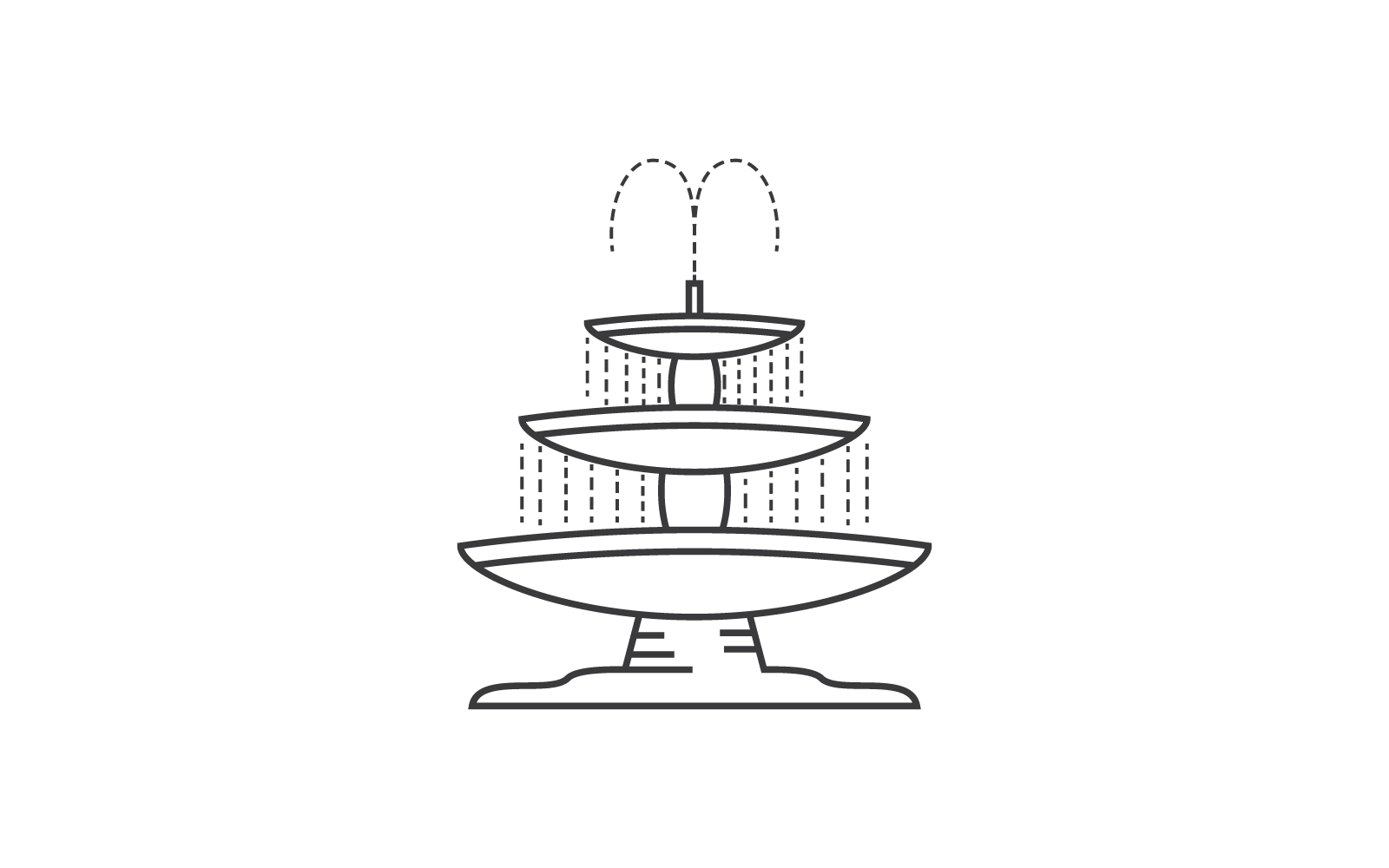 Modello vettoriale di disegno del logo della linea della fontana della città