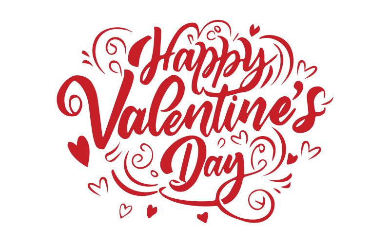 Valentine's Day hand drawn typography with elements Free quote Happy Valentine's Day. Vector Graphic
