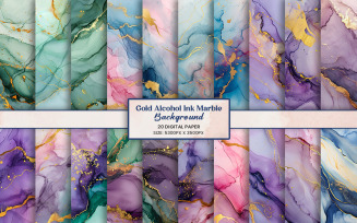 Watercolor marble alcohol ink texture and luxury gold glitter background